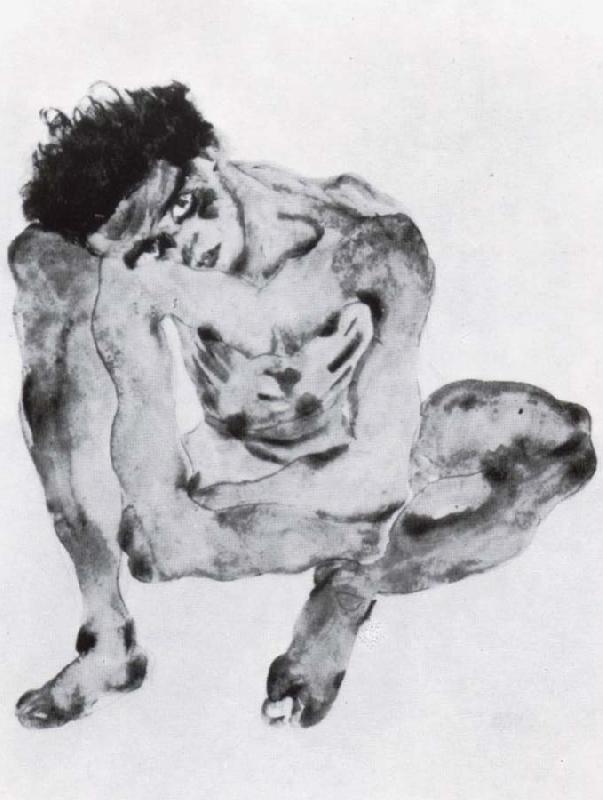 Egon Schiele Crouching figure Sweden oil painting art
